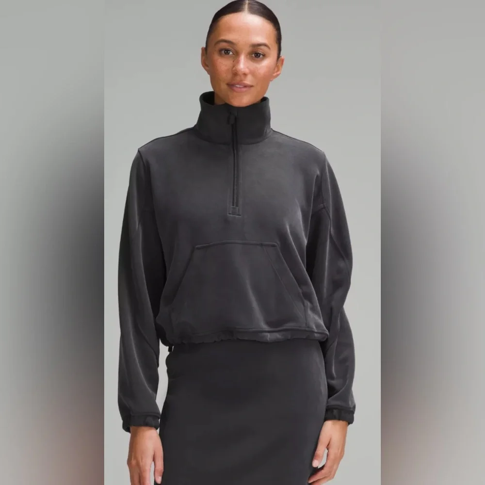 lululemon athletica charcoal gray quarter-zip pullover hoodie